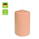 Stumpenkerze mit Rillen aus Paraffin, Peach, WENZEL, 130/70 mm, Brenndauer ca. 57h, selbstverlöschend, 4 Stück