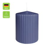 Stumpenkerze mit Rillen aus Paraffin, Polarblau, WENZEL, 90/70 mm, Brenndauer ca. 39h, selbstverlöschend, 4 Stück