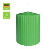Stumpenkerze mit Rillen aus Paraffin, Softgrün, WENZEL, 90/70 mm, Brenndauer ca. 39h, selbstverlöschend, 4 Stück