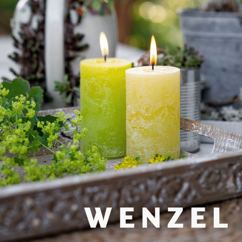 RUSTIC Kerze Stein, 80/60 mm, WENZEL, 25h –