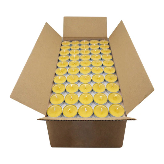 Teelichter, 100% reines Bienenwachs, KERZENFARM HAHN, H18 x Ø40 mm, Brenndauer ca. 3,5h, mit Aluminiumhülle, 200 Stück