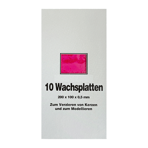 Wachsplatten Fuchsia, Zengerle, 200 x 100 x 0,5 mm, 10 St.