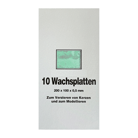 Wachsplatten Pastellgrün, Zengerle, 200 x 100 x 0,5 mm, 10 St.