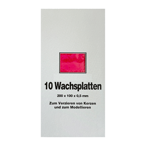 Wachsplatten Pink, Zengerle, 200 x 100 x 0,5 mm, 10 St.