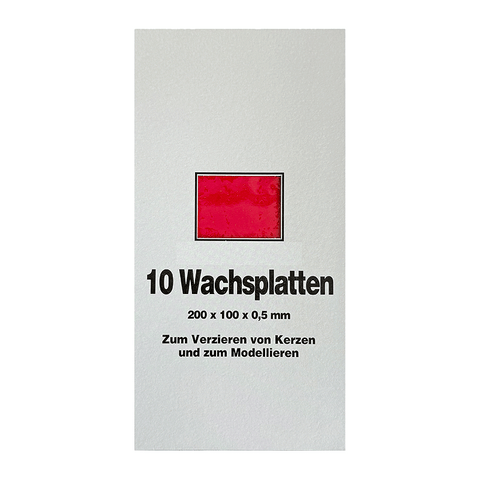 Wachsplatten Hellrot, Zengerle, 200 x 100 x 0,5 mm, 10 St.