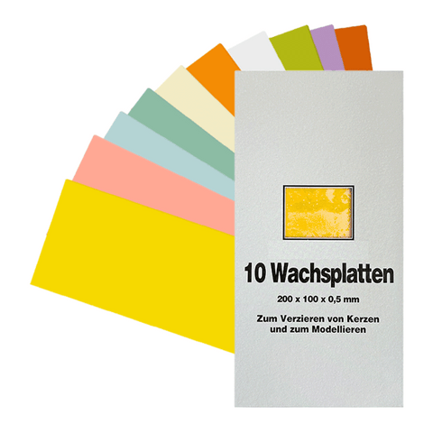 Wachsplatten Pastell sortiert, Zengerle, 200 x 100 x 0,5 mm, 10 St.