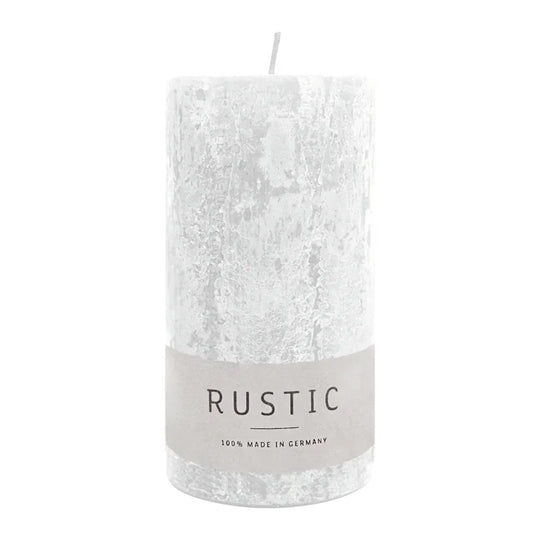 RUSTIC-Stumpenkerze Weiß, WENZEL, 110/60 mm, Brenndauer ca. 38h, selbstverlöschend