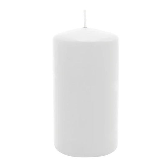 Stumpenkerze aus Paraffin, Weiß, WENZEL, 150/80 mm, Brenndauer ca. 73h, selbstverlöschend