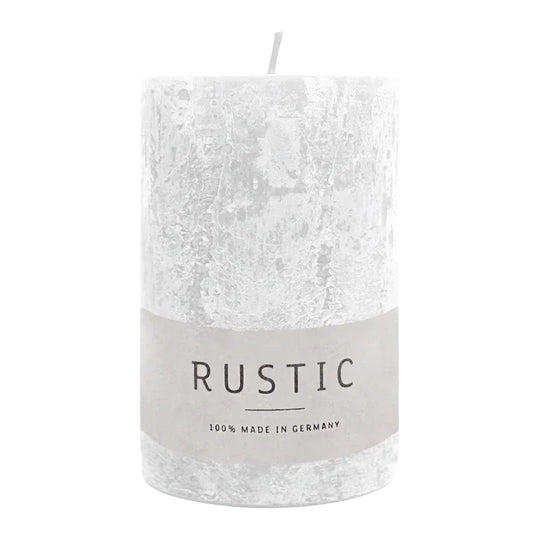 RUSTIC-Stumpenkerze Weiß, WENZEL, 80/60 mm, Brenndauer ca. 25h, selbstverlöschend