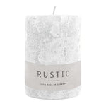 RUSTIC-Stumpenkerze Weiß, WENZEL, 80/70 mm, Brenndauer ca. 34h, selbstverlöschend