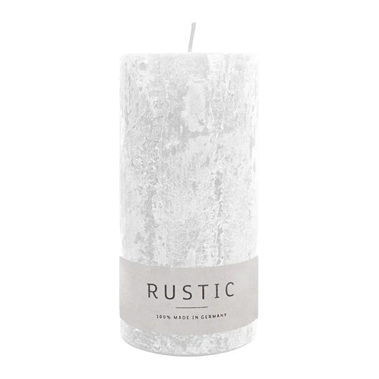 RUSTIC-Stumpenkerze Weiß, WENZEL, 140/70 mm, Brenndauer ca. 69h, selbstverlöschend