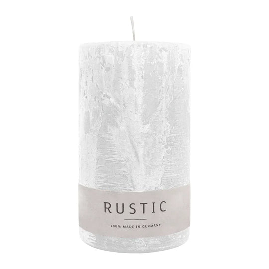 RUSTIC-Stumpenkerze Weiß, WENZEL, 140/80 mm, Brenndauer ca. 76h, selbstverlöschend