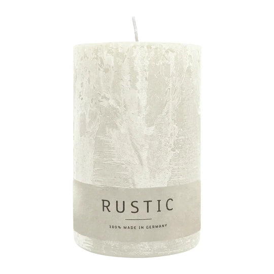 RUSTIC-Stumpenkerze Wollweiß, WENZEL, 110/70 mm, Brenndauer ca. 51h, selbstverlöschend