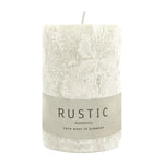 RUSTIC-Stumpenkerze Wollweiß, WENZEL, 80/60 mm, Brenndauer ca. 25h, selbstverlöschend