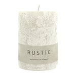 RUSTIC-Stumpenkerze Wollweiß, WENZEL, 80/70 mm, Brenndauer ca. 34h, selbstverlöschend