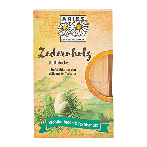 Zedernholz Duftblöcke 4er Set, ARIES Umweltprodukte, 100% natürlich, Wohlbefinden & Textilschutz - luterna.de