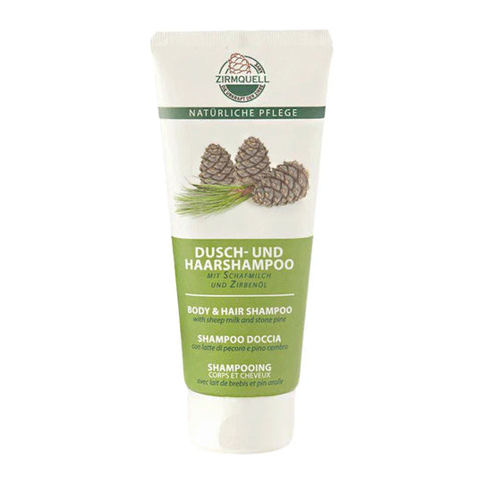 Zirmquell Dusch- & Haarshampoo mit Schafmilch & Zirbenöl, Ovis Schafmilchseife, 100% natürlich, 200 ml