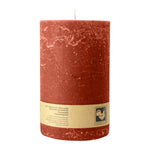 Stumpenkerze aus Paraffin, Rost, Country, 100/150 mm, KERZENFARM HAHN, Brenndauer ca. 88h