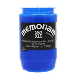 MEMORIAM-Kompositionsöllicht, Blau, Nr. 336, AETERNA, 30% Ölgehalt, Brenndauer ca. 3 Tage, 95/58 mm, Karton mit 20 Stück - luterna.de