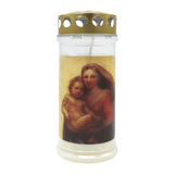 MEMORIAM-Motivkerze „Madonna", Nr. 412, AETERNA, mit Golddeckel, 75/170 mm, 30% Ölgehalt, Brenndauer 4 Tage, Lieferumfang 3 Stück - luterna.de