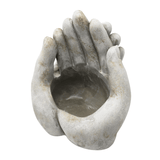 Beton-Hände in Antik-Optik für Grabkerzen, 14x13x14 cm, Grabschmuck, Grabdekoration - luterna.de