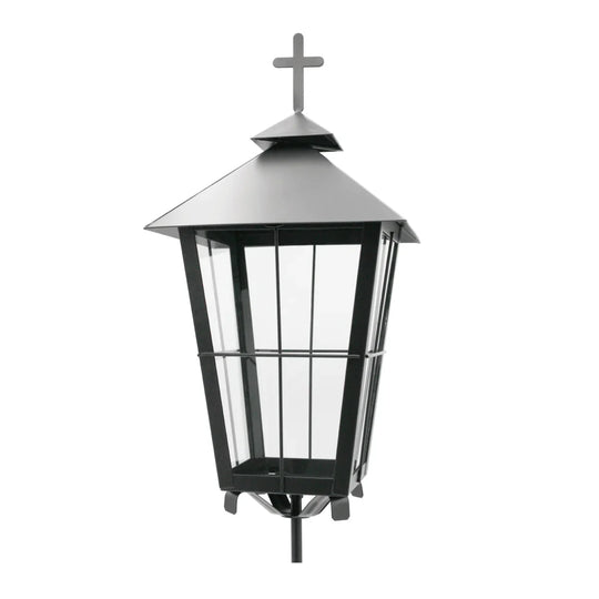 Grablaterne mit Kreuz aus Metall, mit Erdspieß, Grabschmuck, Grabdekoration