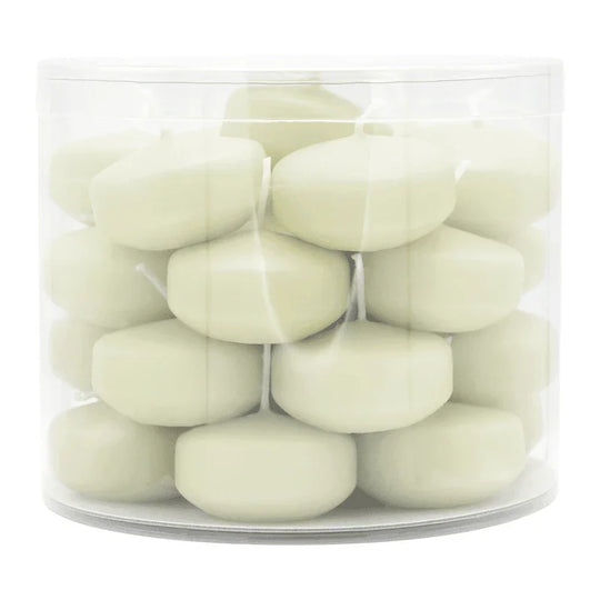 Schwimmkerzen klein, Elfenbein, 50/30 mm, WENZEL, Brenndauer ca. 4h, Box mit 28 Stück