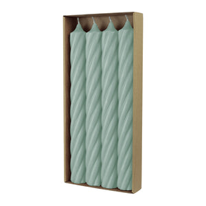 RUSTIC TWIST-Stabkerzen Smaragd, WENZEL, 250/28 mm, Brenndauer ca. 16h, plastikfrei, 4 Stück