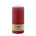 PURE NATURAL WAX, Karminrot, Stumpenkerze, WENZEL, 130/60 mm, Brenndauer ca. 40h, 100% plastikfrei