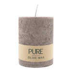PURE OLIVE WAX, Siena, vegane Stumpenkerze, WENZEL, 90/70 mm, Brenndauer ca. 30h