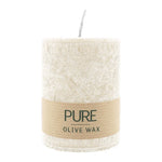 PURE OLIVE WAX, Sahara, vegane Stumpenkerze, WENZEL, 90/70 mm, Brenndauer ca. 30h