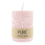 PURE OLIVE WAX, Antikrosa, vegane Stumpenkerze, WENZEL, 90/70 mm, Brenndauer ca. 30h