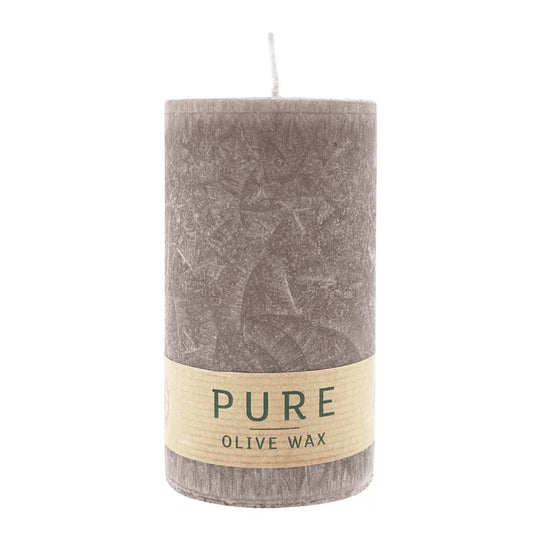 PURE OLIVE WAX, Siena, vegane Stumpenkerze, WENZEL, 130/70 mm, Brenndauer ca. 47h