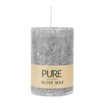 PURE OLIVE WAX, Anthrazit, vegane Stumpenkerze, WENZEL, 90/60 mm, Brenndauer ca. 26h
