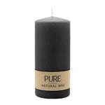 PURE NATURAL WAX, Schwarz, Stumpenkerze, WENZEL, 130/60 mm, Brenndauer ca. 40h, 100% plastikfrei