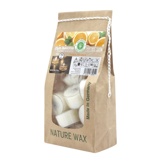 Duftteelichter Sweet Orange, WENZEL, 24/38 mm, Brenndauer ca. 7h, Beutel mit 18 Stück