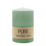 PURE NATURAL WAX, Smaragd, Stumpenkerze, WENZEL, 90/60 mm, Brenndauer ca. 26h, 100% plastikfrei