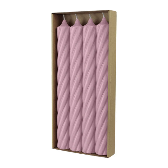 RUSTIC TWIST-Stabkerzen Antikrosa, WENZEL, 250/28 mm, Brenndauer ca. 16h, plastikfrei, 4 Stück