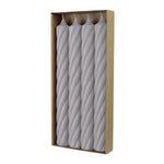 RUSTIC TWIST-Stabkerzen Silbergrau, WENZEL, 250/28 mm, Brenndauer ca. 16h, plastikfrei, 4 Stück