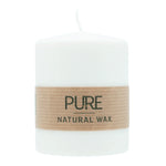 PURE NATURAL WAX, Natural, Stumpenkerze, WENZEL, 90/70 mm, Brenndauer ca. 30h, 100% plastikfrei