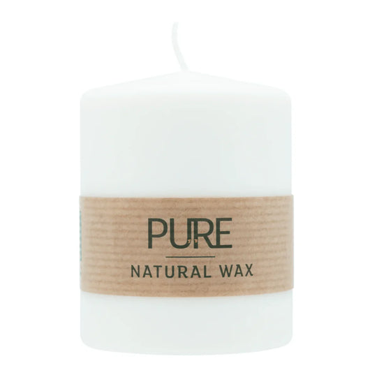 PURE NATURAL WAX, Natural, Stumpenkerze, WENZEL, 90/70 mm, Brenndauer ca. 30h, 100% plastikfrei