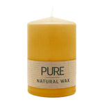 PURE NATURAL WAX, Pastellgelb, Stumpenkerze, WENZEL, 90/60 mm, Brenndauer ca. 26h, 100% plastikfrei