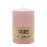 PURE NATURAL WAX, Antikrosa, Stumpenkerze, WENZEL, 90/60 mm, Brenndauer ca. 26h, 100% plastikfrei