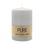 PURE NATURAL WAX, Silbergrau, Stumpenkerze, WENZEL, 90/60 mm, Brenndauer ca. 26h, 100% plastikfrei