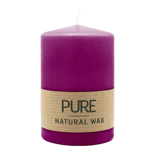 PURE NATURAL WAX, Erika, Stumpenkerze, WENZEL, 90/60 mm, Brenndauer ca. 26h, 100% plastikfrei