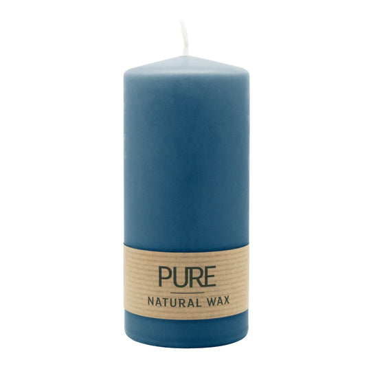 PURE NATURAL WAX, Nachtblau, Stumpenkerze, WENZEL, 130/60 mm, Brenndauer ca. 40h, 100% plastikfrei