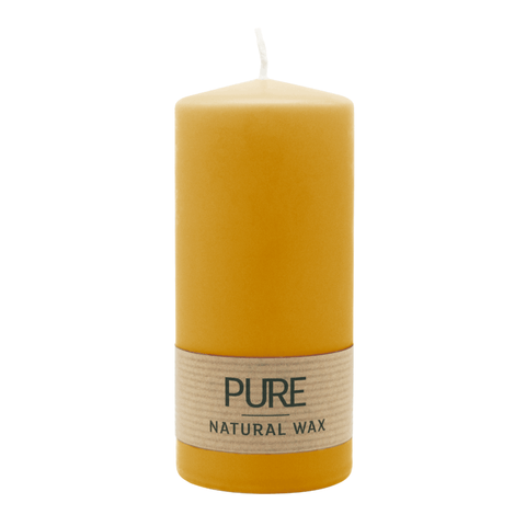 100% PURE, NATURAL WAX, Stumpenkerze, Pastellgelb, WENZEL, 130/60 mm, Brenndauer ca. 41h, 100% plastikfrei - luterna.de