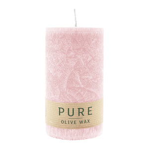100% PURE, OLIVE WAX, vegane Stumpenkerze, Antikrosa, WENZEL, 130/70 mm, Brenndauer ca. 59h