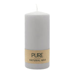 PURE NATURAL WAX, Silbergrau, Stumpenkerze, WENZEL, 130/60 mm, Brenndauer ca. 40h, 100% plastikfrei