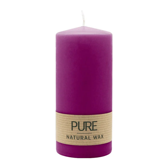 PURE NATURAL WAX, Erika, Stumpenkerze, WENZEL, 130/60 mm, Brenndauer ca. 40h, 100% plastikfrei